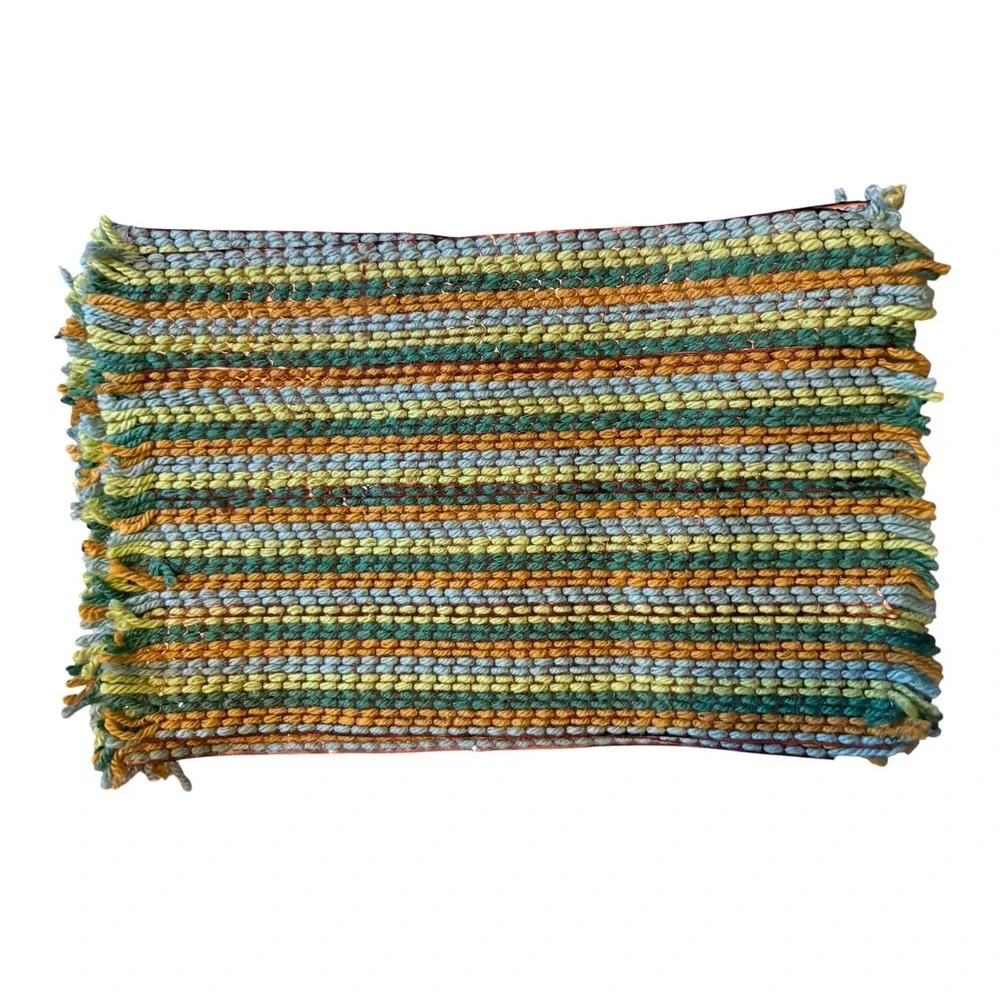 Vintage Woven Placemats Green Orange Retro MCM 12